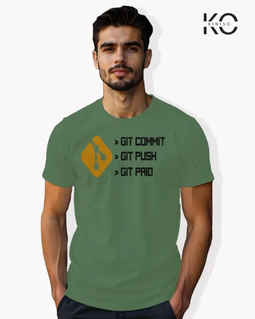 Image of Engineer and tech inspired design half sleeve t-shirt | Git Commit Pastel Green