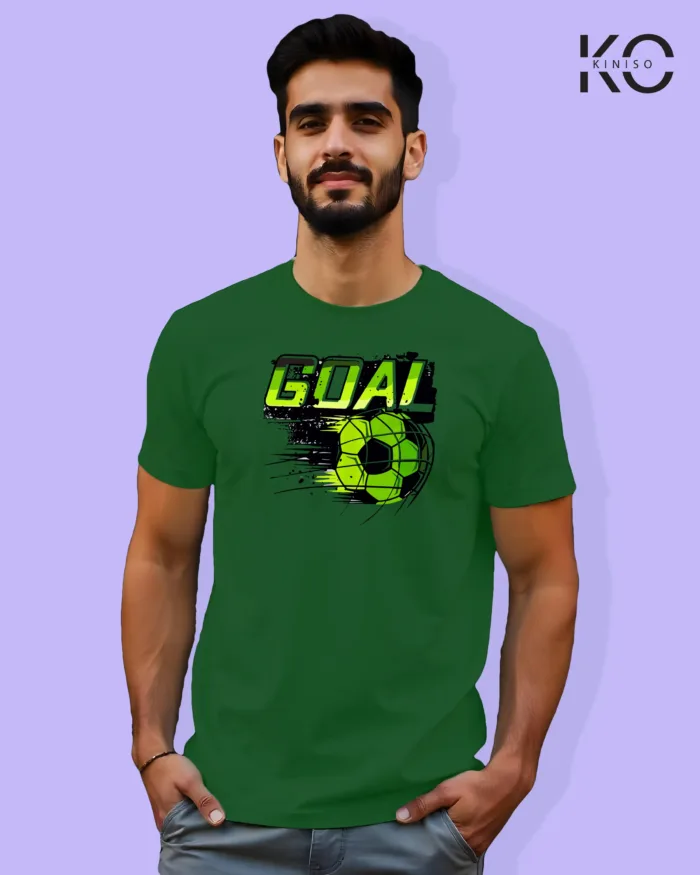 Image of Football inspired design half sleeve t-shirt | Goal Kick Bottle Green