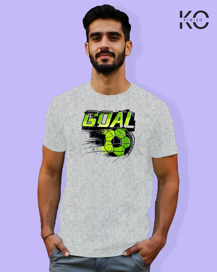 Image of Football inspired design half sleeve t-shirt | Goal Kick Grey