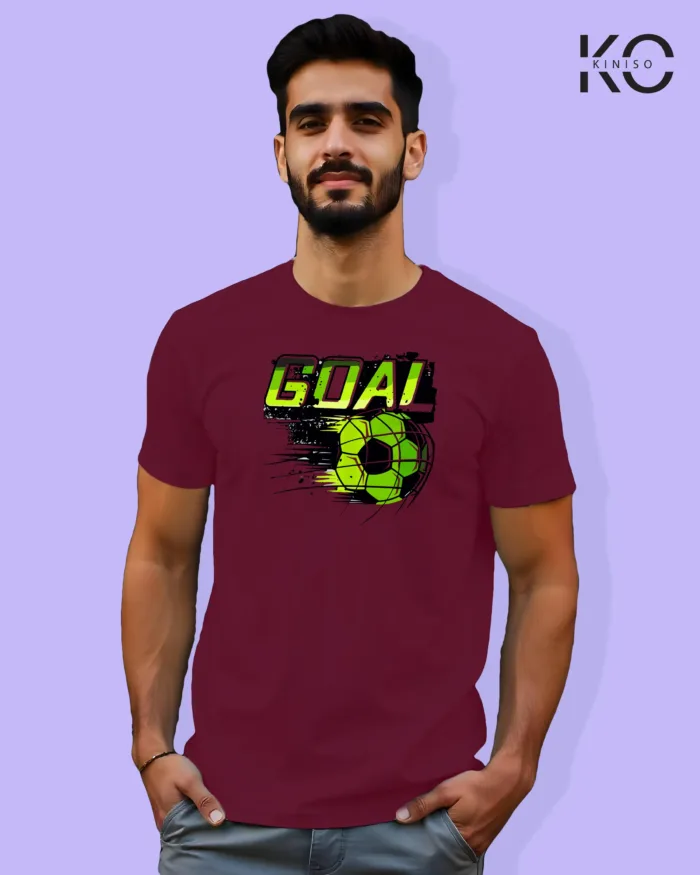 Image of Football inspired design half sleeve t-shirt | Goal Kick Maroon