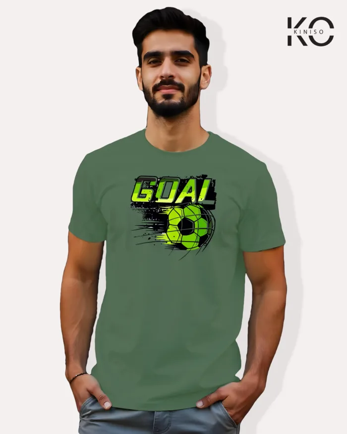 Image of Football inspired design half sleeve t-shirt | Goal Kick Pastel Green