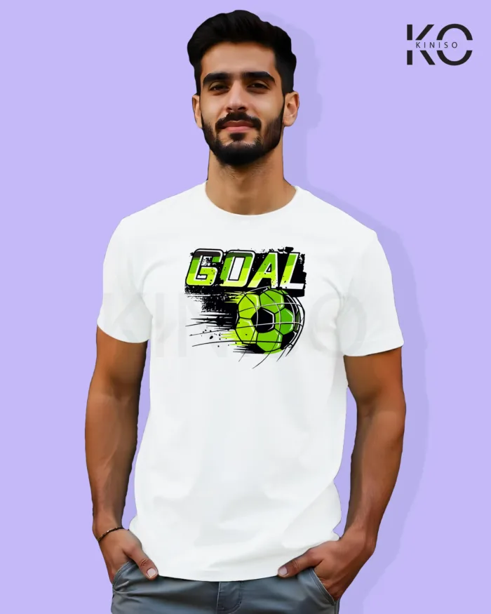 Image of Football inspired design half sleeve t-shirt | Goal Kick White