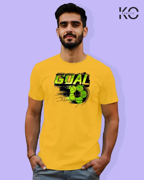 Image of Football inspired design half sleeve t-shirt | Goal Kick Yellow