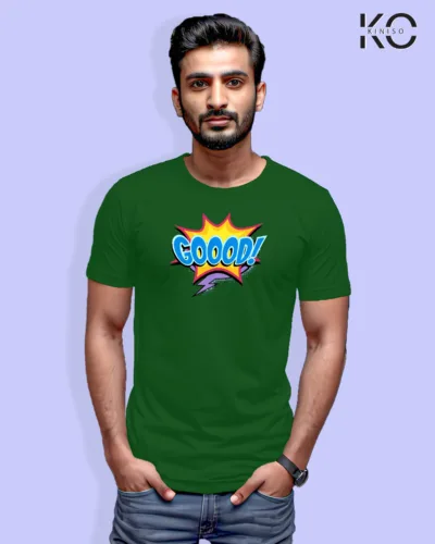 Image of Comic inspired design half sleeve t-shirt | Goood Bottle Green