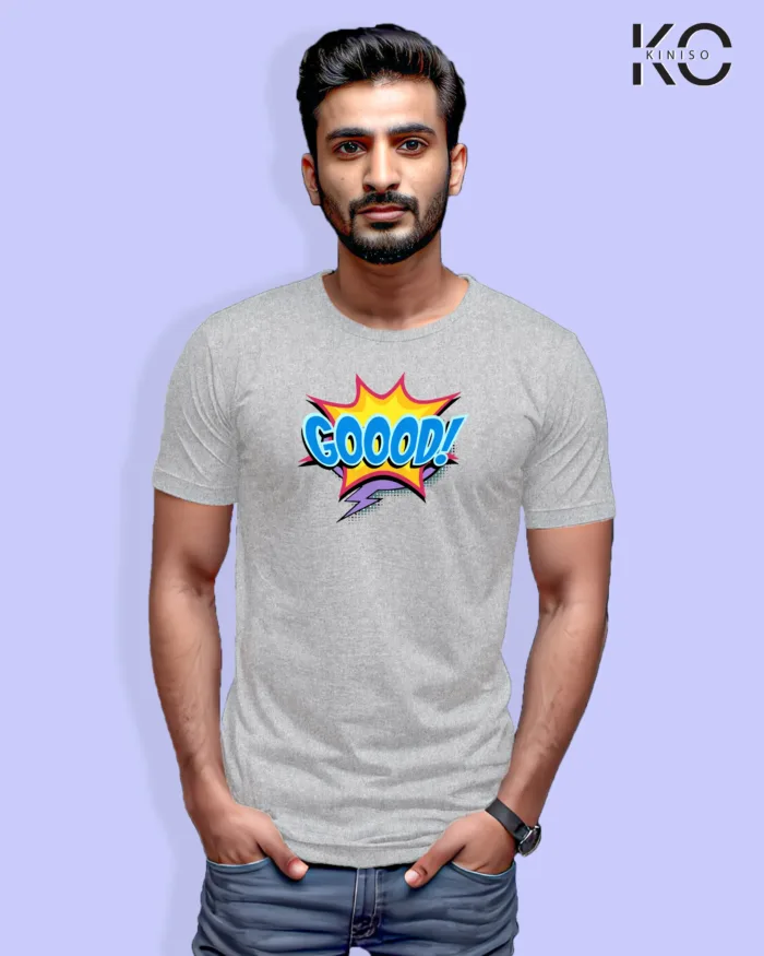 Image of Comic inspired design half sleeve t-shirt | Goood Grey