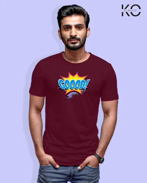 Image of Comic inspired design half sleeve t-shirt | Goood Maroon