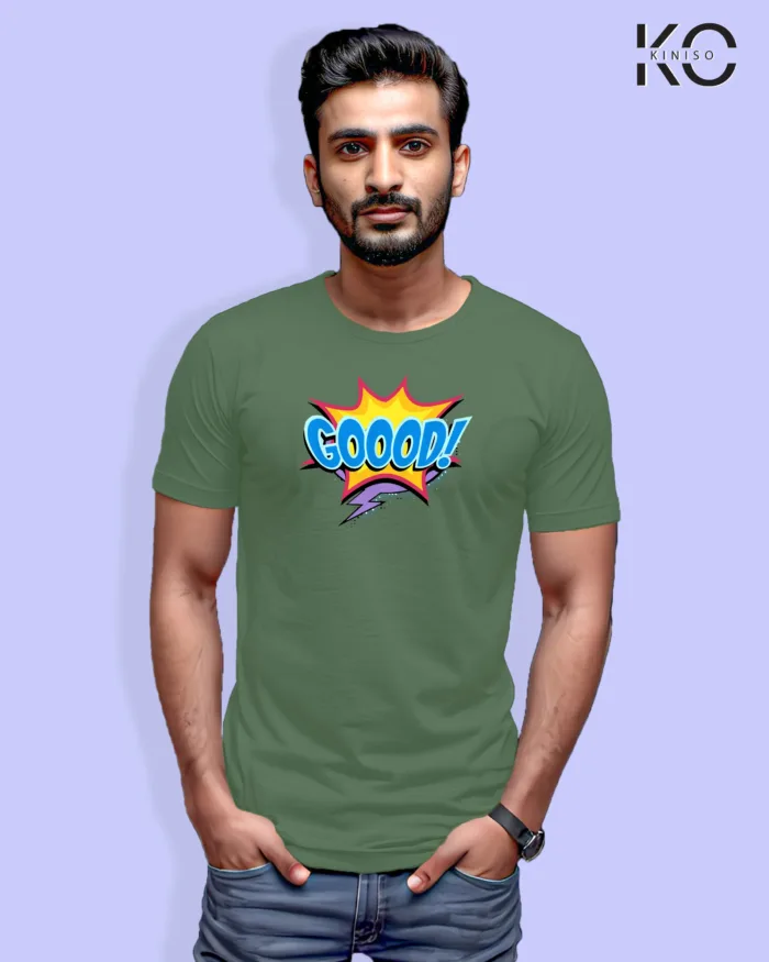 Image of Comic inspired design half sleeve t-shirt | Goood Pastel Green