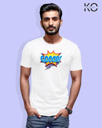 Image of Comic inspired design half sleeve t-shirt | Goood White