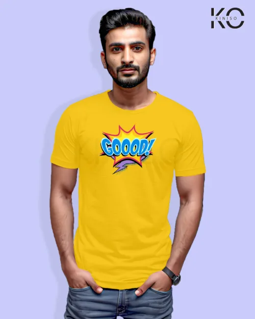 Image of Comic inspired design half sleeve t-shirt | Goood Yellow