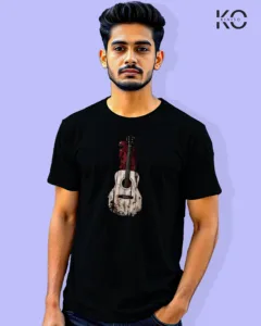 Image of Music inspired design Half Sleeve t-shirt | Guiter Black