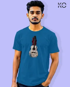 Image of Music inspired design Half Sleeve t-shirt | Guiter Blue