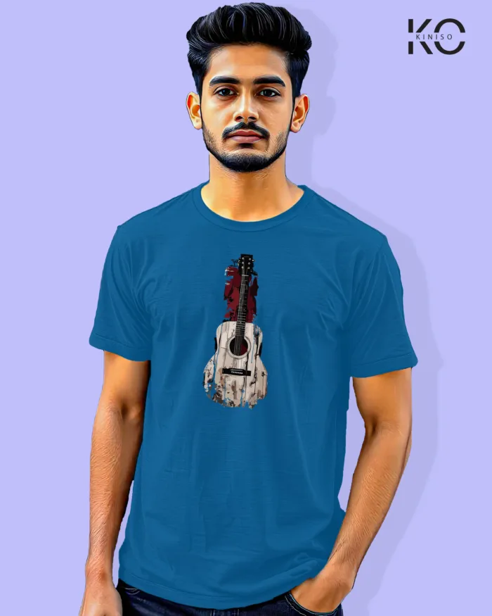 Image of Music inspired design Half Sleeve t-shirt | Guitar Blue