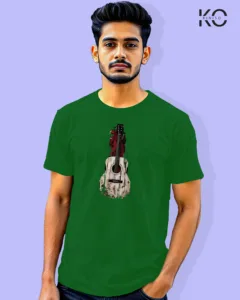 Image of Music inspired design Half Sleeve t-shirt | Guiter Bottle Green