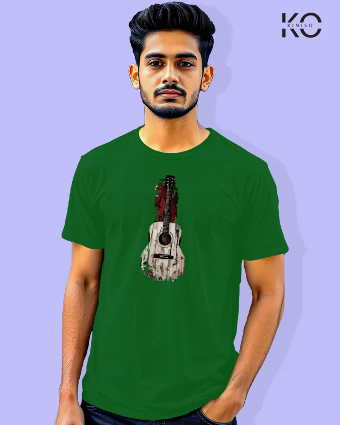 Image of Music inspired design Half Sleeve t-shirt | Guitar Bottle Green