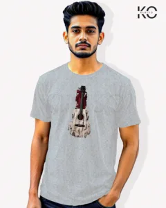 Image of Music inspired design Half Sleeve t-shirt | Guiter Grey