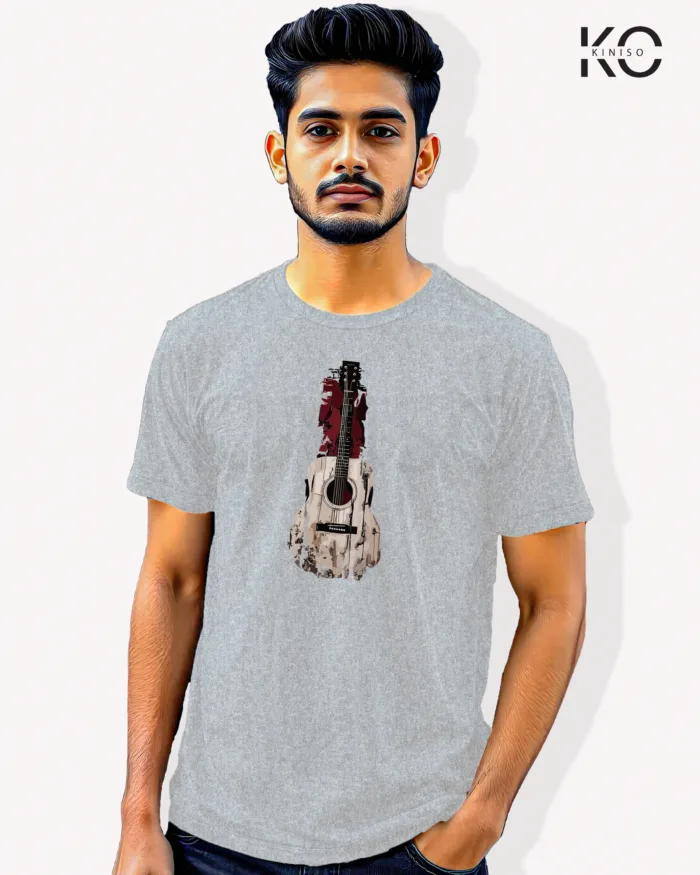 Image of Music inspired design Half Sleeve t-shirt | Guitar Grey