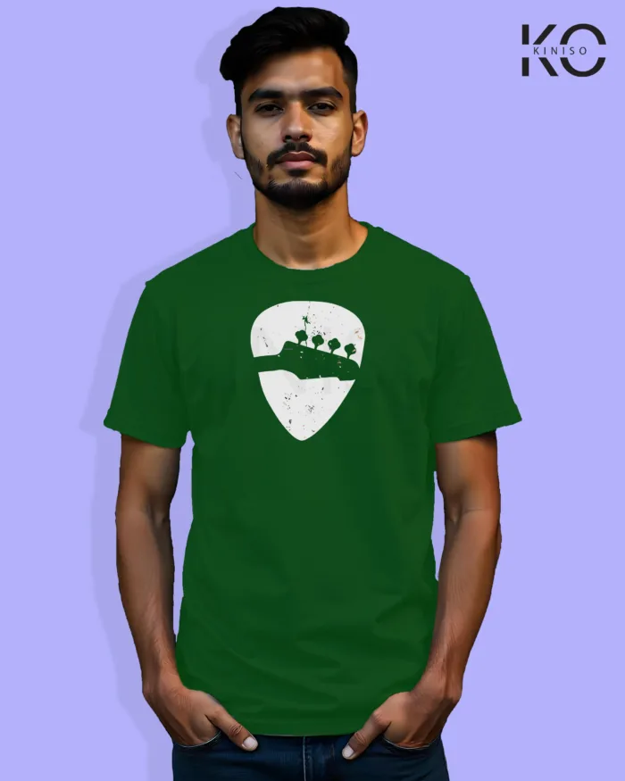 Image of Music inspired design Half Sleeve t-shirt | Guiter tuners Bottle Green