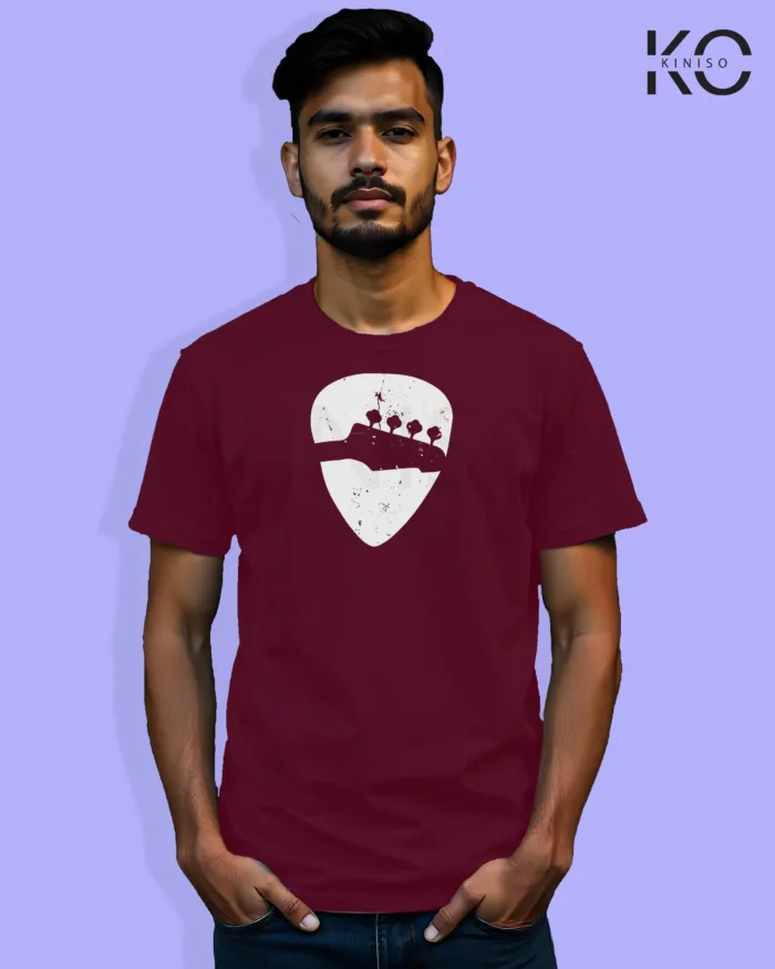 Image of Music inspired design Half Sleeve t-shirt | Guiter tuners Maroon