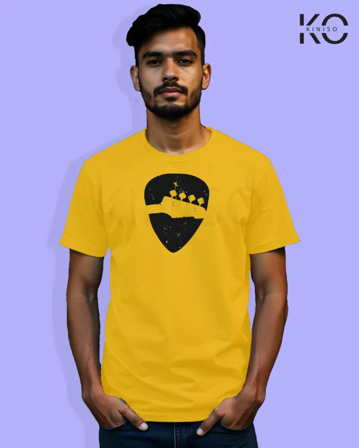 Image of Music inspired design Half Sleeve t-shirt | Guiter tuners Yellow