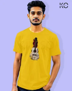 Image of Music inspired design Half Sleeve t-shirt | Guiter Yellow