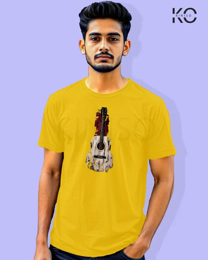 Image of Music inspired design Half Sleeve t-shirt | Guitar Yellow