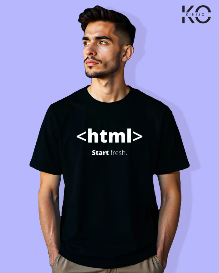 Image of Engineer and tech inspired design half sleeve t-shirt | HTML Black