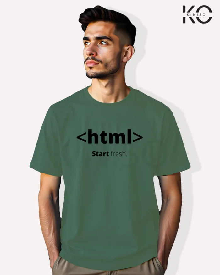 Image of Engineer and tech inspired design half sleeve t-shirt | HTML Pastel Green