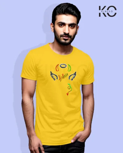 Image of Comic inspired design half sleeve t-shirt | Hahhaha Yellow