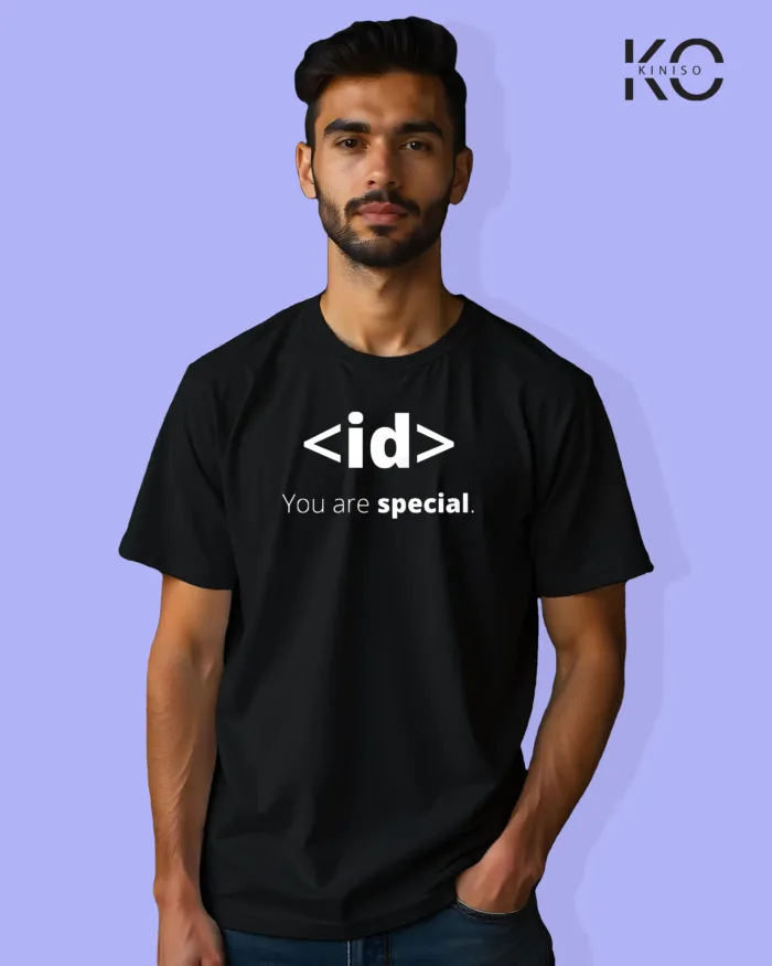 Image of Engineer and tech inspired design half sleeve t-shirt | ID You are Special Black