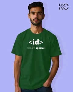 Image of Engineer and tech inspired design half sleeve t-shirt | ID You are Special Bottle Green