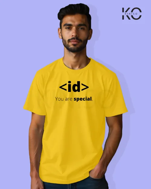 Image of Engineer and tech inspired design half sleeve t-shirt | ID You are Special Yellow