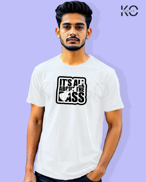 Image of Music inspired design Half Sleeve t-shirt | It's all About Bass White