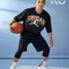 Image of Kiniso Black Color Drop Shoulder NBA Themed T-Shirt with Jordan Stars Print For Basketball lovers in Bangladesh
