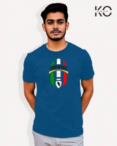 Image of Football inspired design half sleeve t-shirt | Juventus Bottle Blue