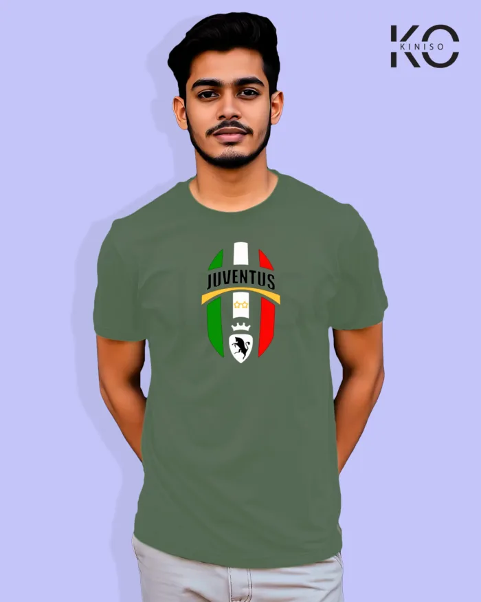 Image of Football inspired design half sleeve t-shirt | Juventus Pastel Green