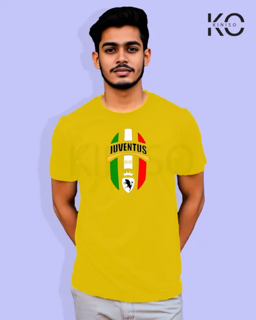 Image of Football inspired design half sleeve t-shirt | Juventus Yellow