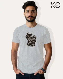 Image of Bangla quote inspired design half sleeve t-shirt | Keu Kothaw Valo ney Grey