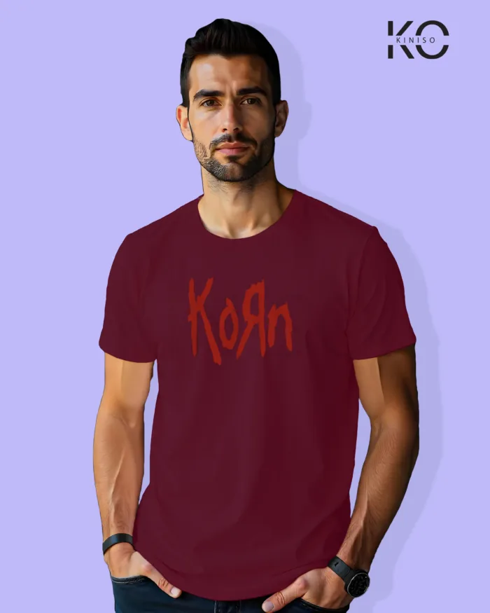 Image of Music inspired design Half Sleeve t-shirt | Korn Maroon