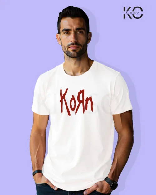 Image of Music inspired design Half Sleeve t-shirt | Korn White