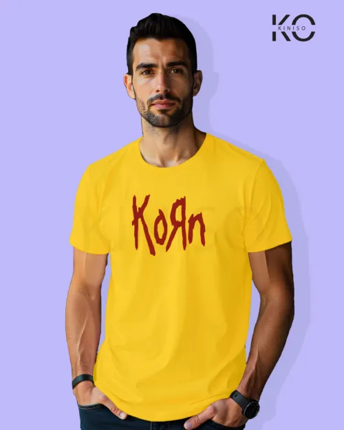 Image of Music inspired design Half Sleeve t-shirt | Korn Yellow