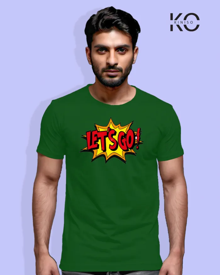 Image of Comic inspired design half sleeve t-shirt | Lets Go Bottle Green