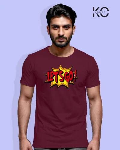 Image of Comic inspired design half sleeve t-shirt | Lets Go Maroon