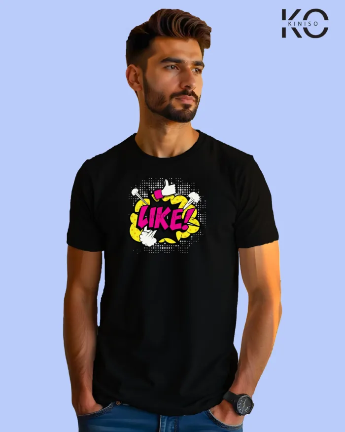 Image of Comic inspired design half sleeve t-shirt | Like Black