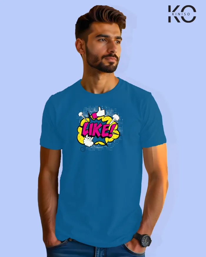 Image of Comic inspired design half sleeve t-shirt | Like Blue