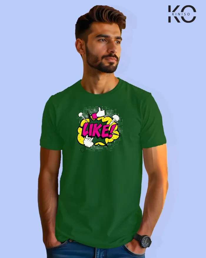 Image of Comic inspired design half sleeve t-shirt | Like Bottle Green