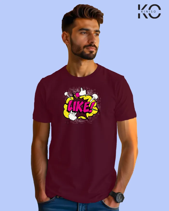 Image of Comic inspired design half sleeve t-shirt | Like Maroon