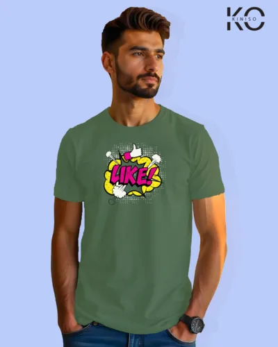 Image of Comic inspired design half sleeve t-shirt | Like Pastel Green