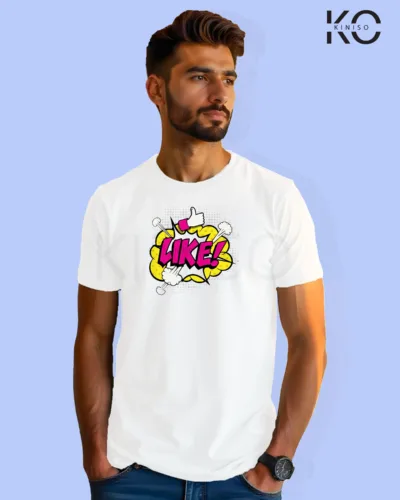 Image of Comic inspired design half sleeve t-shirt | Like White