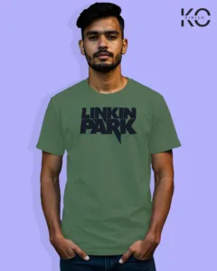 Image of Music inspired design Half Sleeve t-shirt | Linkin Park Name Pastel Green