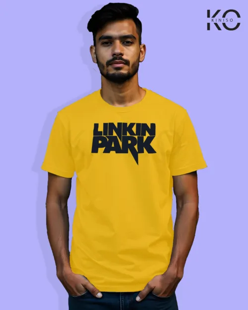 Image of Music inspired design Half Sleeve t-shirt | Linkin Park Name Yellow